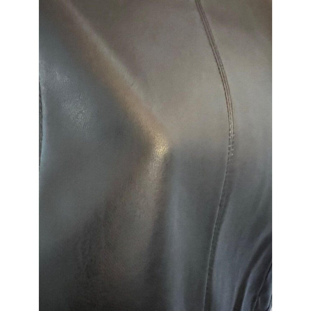 New! Black Sheer Stripe Mesh Vegan Leather Zip Jacket Colleen Lopez, Size Medium - Picture 8 of 10